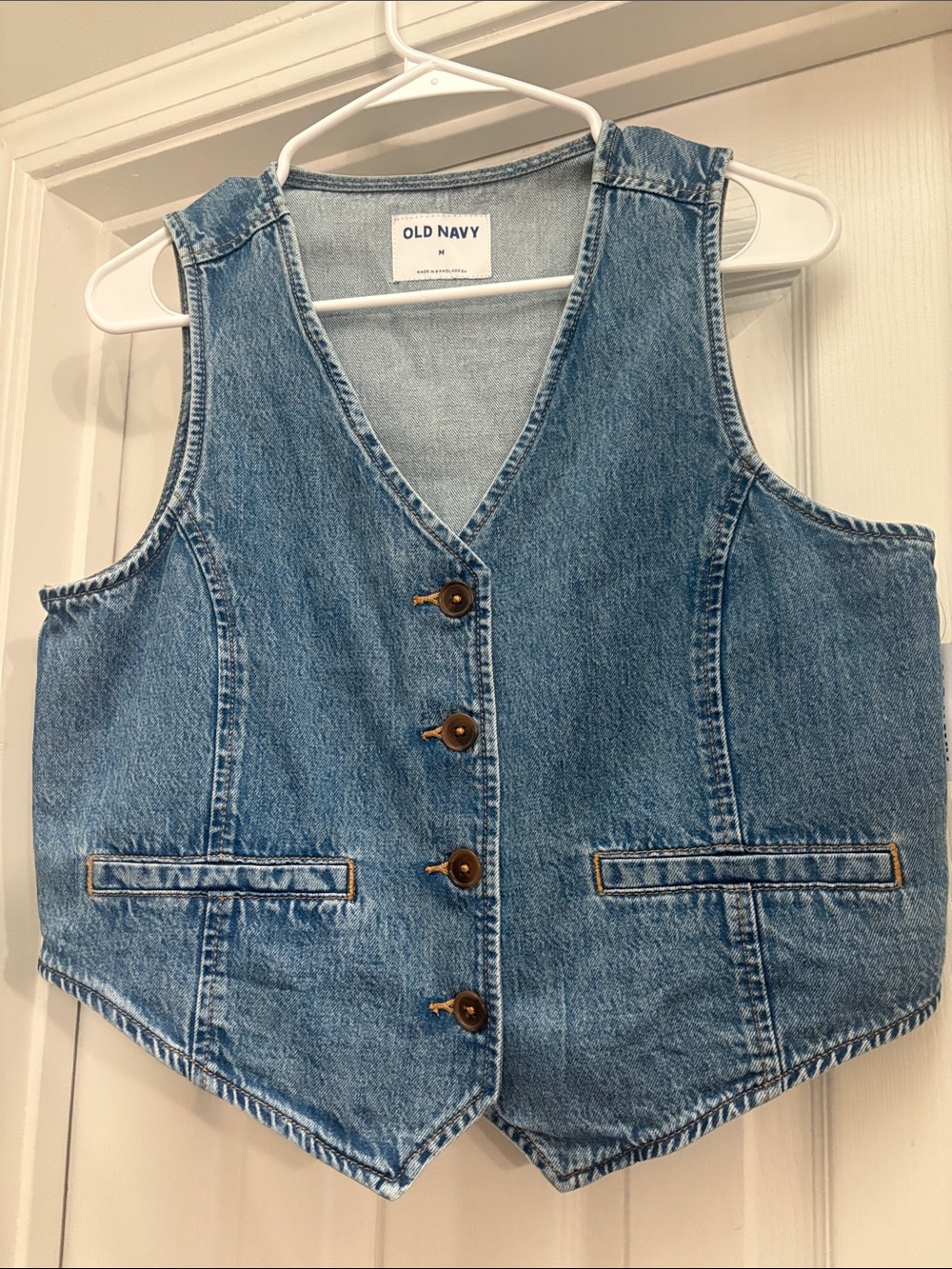 Old Navy Medium Blue Denim Vest with Button Front